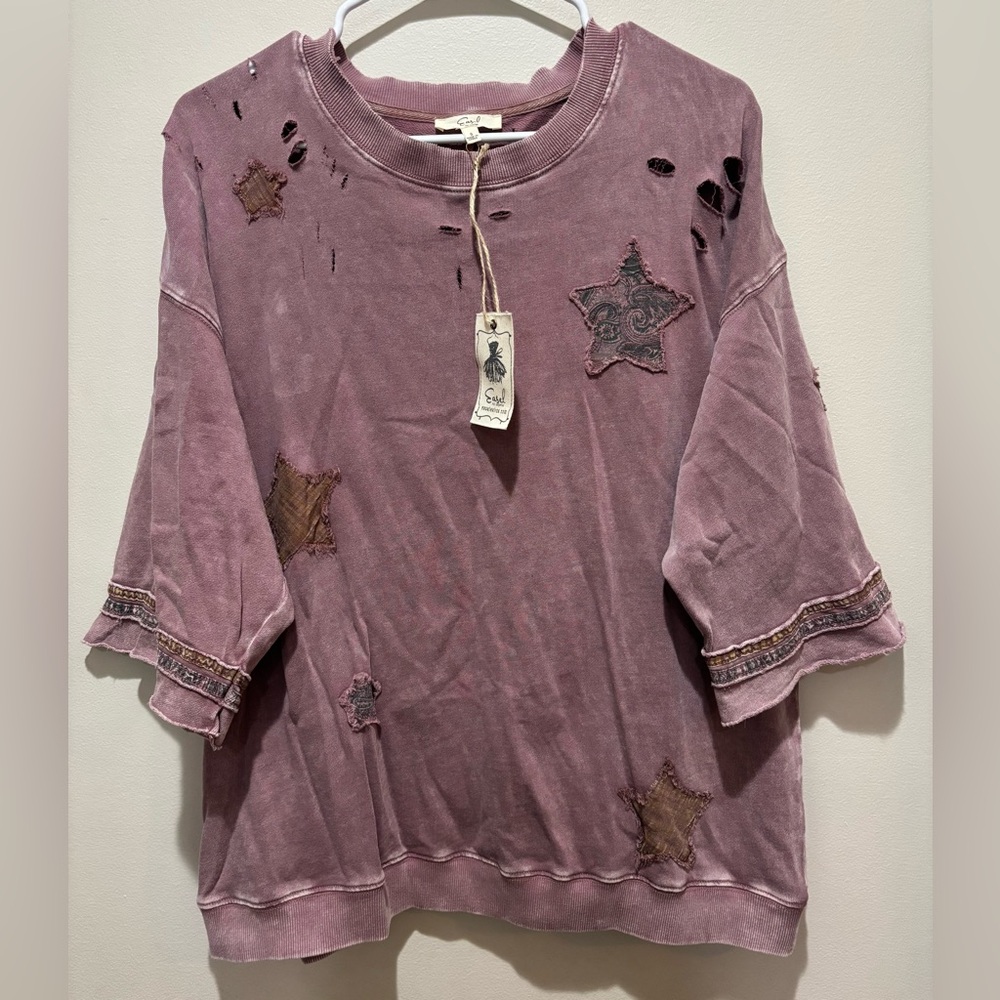 Easel Los Angeles Star Patchwork Embroidered Dist… - image 2